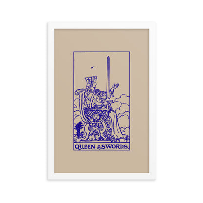 Queen of Swords Card Framed Print - 18"x12"