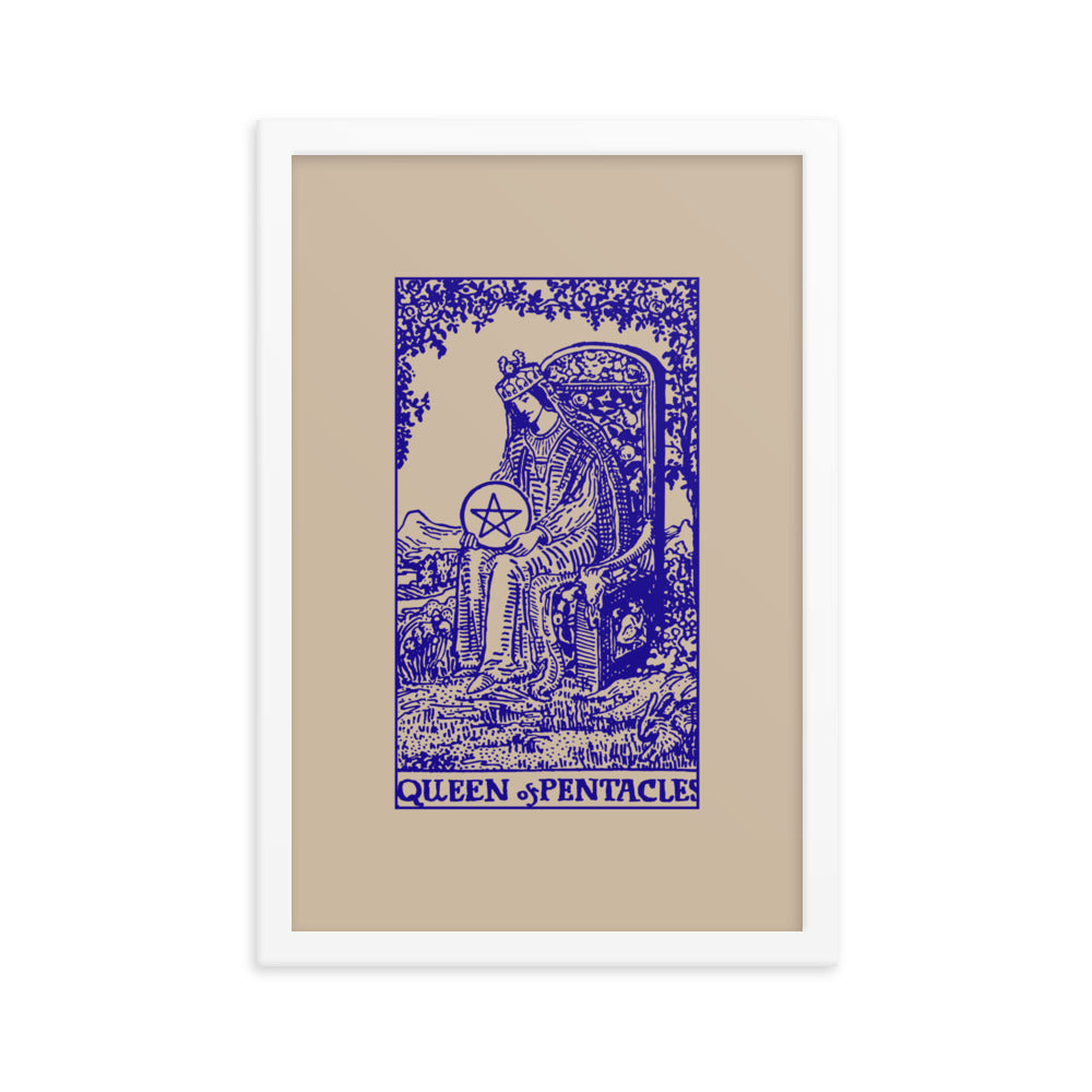 Queen of Pentacles Card Framed Print - 18"x12"