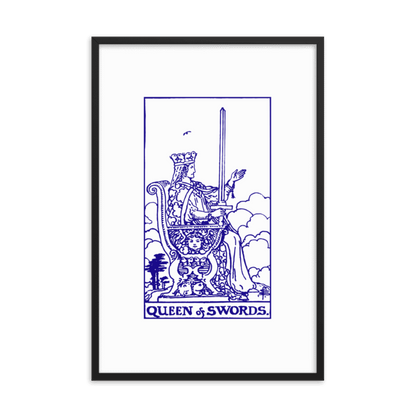 24" x 36" Queen of Swords Card, Framed