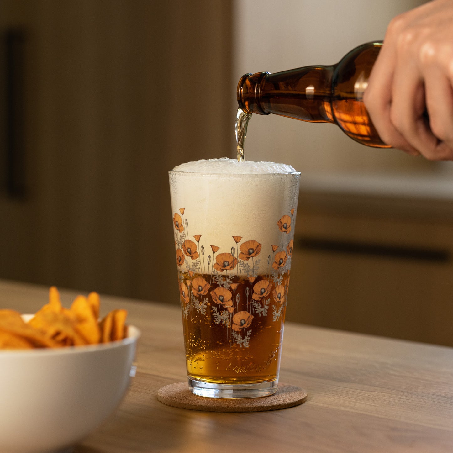 California Poppies Pint Glass