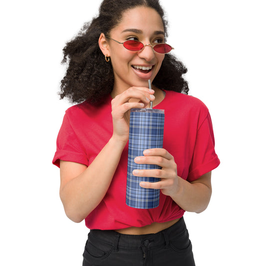 Blue Plaid Insulated Tumbler