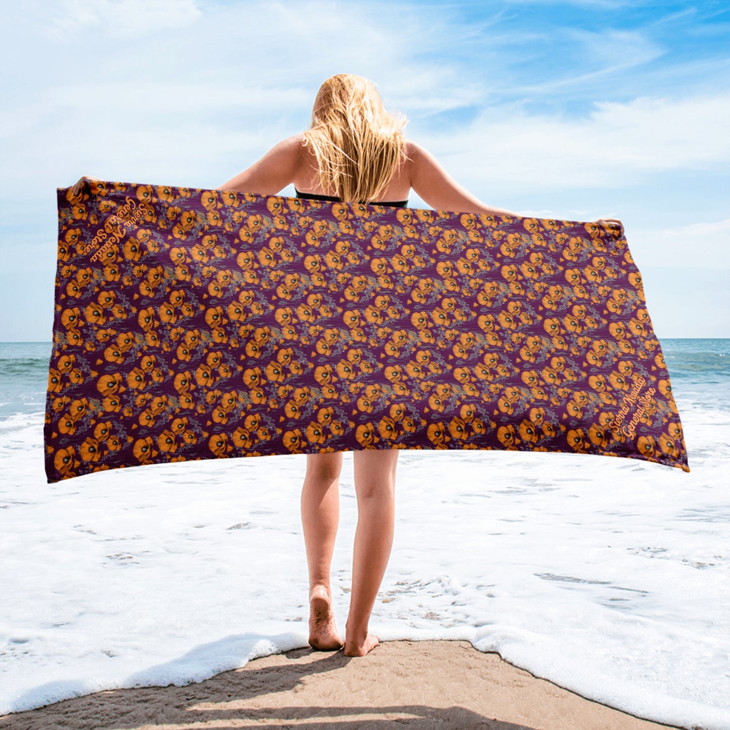 California Poppies Beach Towel - Purple