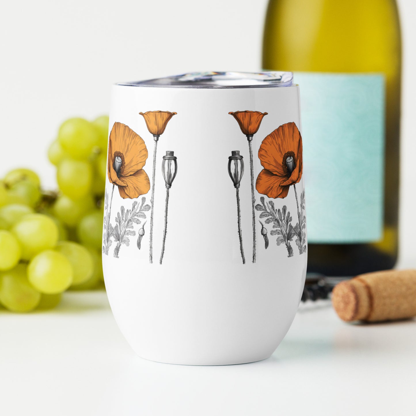 California Poppies Wine Tumbler