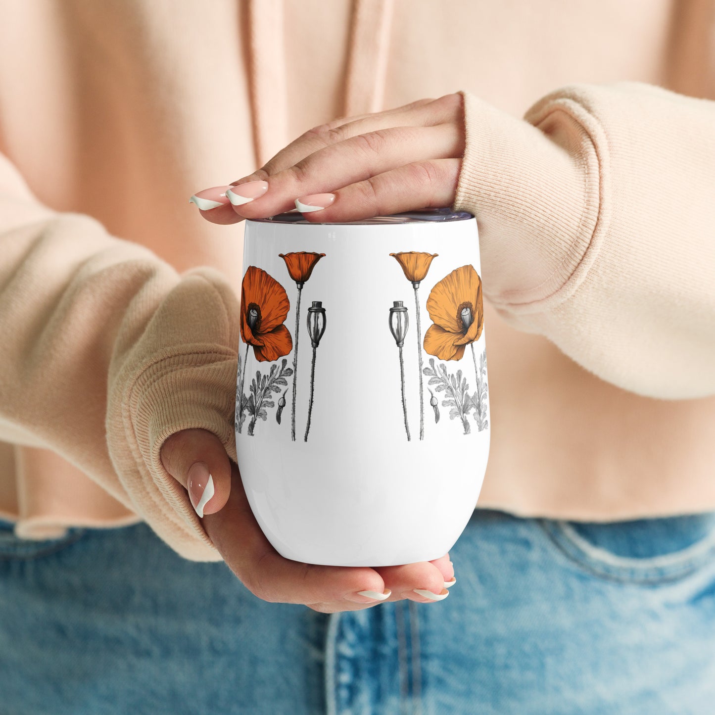 California Poppies Wine Tumbler