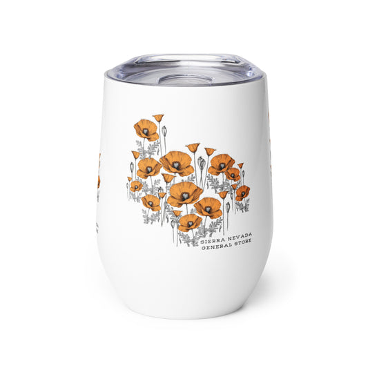 California Poppy Field Wine Tumbler